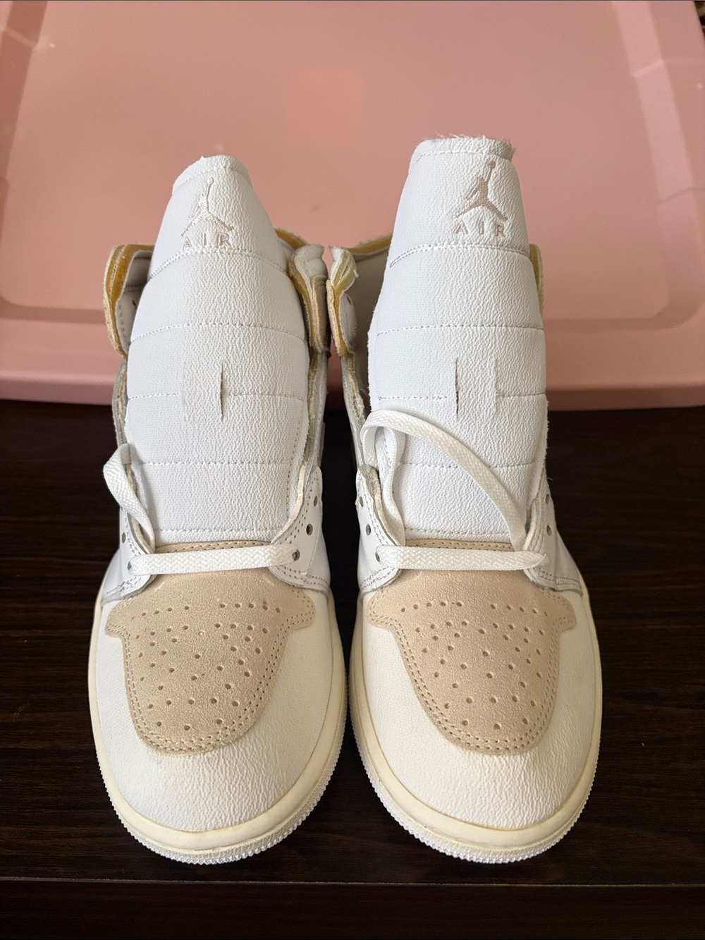 Nike Air Jordan  White and Beige High-Top Sneakers in leather & suede NWOB